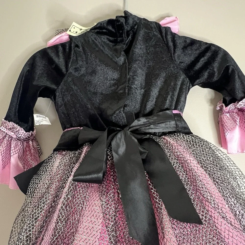 Vintage Rubies Girls Pink Black Princess Witch Costume Dress Up Cloths Hoop - Picture 10 of 13